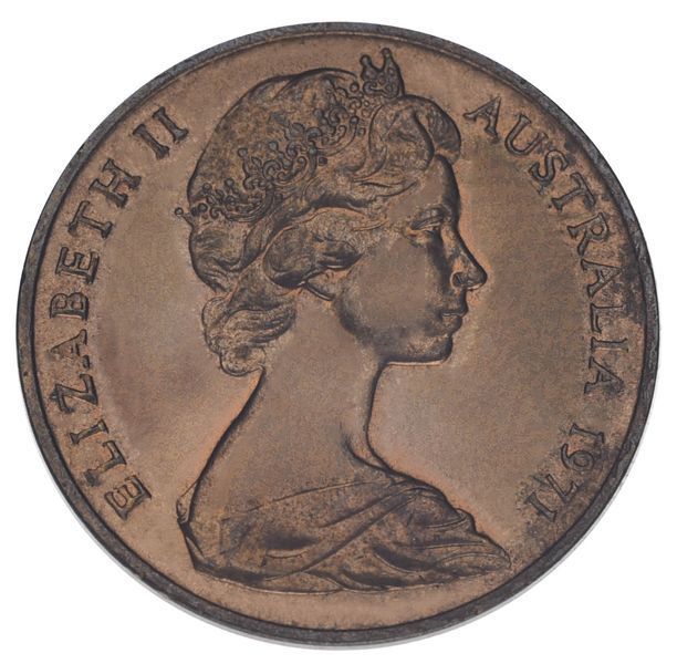 Coin Australia 2 cents 1971 AU-UNC Frilled lizard