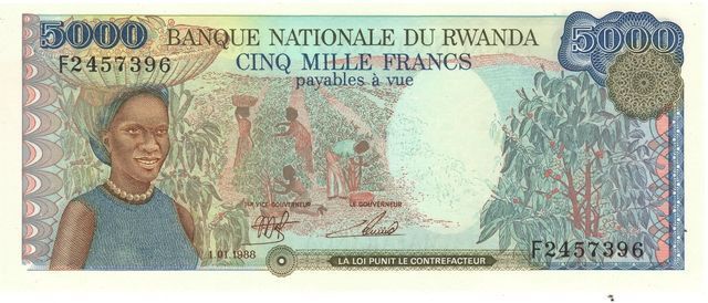 Банкнота Руанда 5000 франків 1988 UNC (P22) Б03641 фото