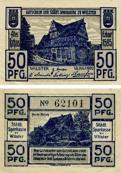 Banknote Germany Notgeld 50 pfennig 1920 F-VF Wilster