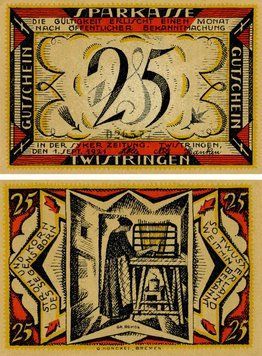 Banknote Germany Notgeld 25 pfennig 1921 F-VF Twistringen