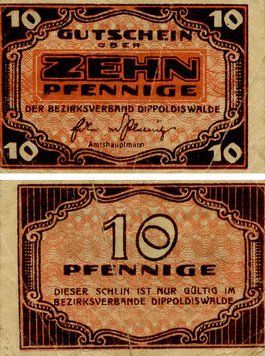 Banknote Germany Notgeld 10 pfennig F-VF Dippoldiswalde