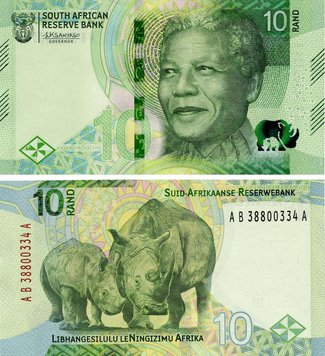 South Africa 10 rand 2023 UNC Rhino (Pnew)