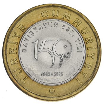 Turkey 1 lira 2012 "150 years of the Turkish Court of Accounts" UNC (KM # 1282)