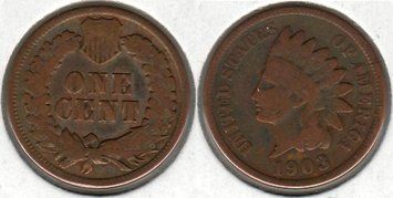 США 1 цент 1903 VF (KM#90a) М03127 фото