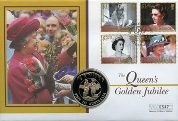 Falkland Islands 50 pence 2002 UNC Queen Elizabeth II Golden Jubilee Visit to Astralia Souvenir