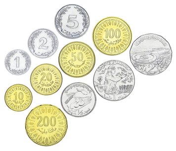 Туніс набір з 11 монет 1960-2013 UNC 1, 2, 5, 10, 20, 50, 100, 200 мілім, 1/2, 1, 2 динара М19683 фото