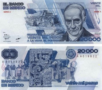 Mexico 20,000 pesos 1985 UNC (P91a)