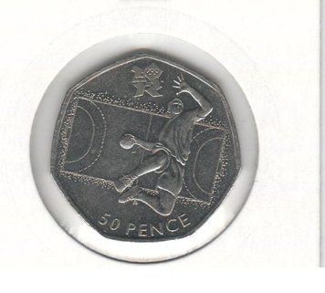 Великобританія 50 пенсів 2011 &laquo;Олімпіада 2012 - Гандбол&raquo; VF (KM#1192) М07263 фото