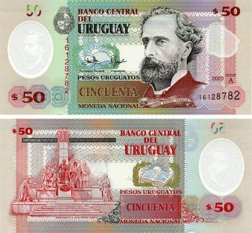 Банкнота Уругвай 50 песо 2020 Полімер UNC Серія А (Pnew) Б15708 фото