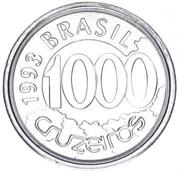 Бразилія 1000 крузейро 1992-1993 UNC Риба М11620 фото