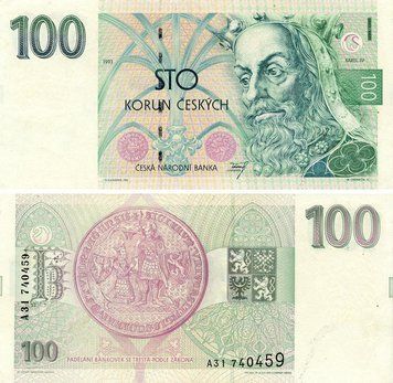 Банкнота Чехія 100 крон 1993 UNC (P5) Б24450 фото