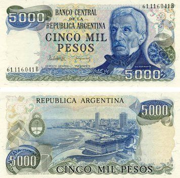 Banknote Argentina 5000 pesos 1976-1983 UNC (P305)