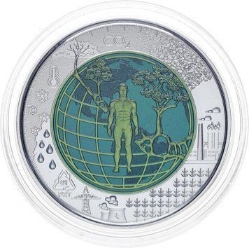 Австрія 25 євро 2018 Срібло, ніобій UNC Антропоцен М10602 фото