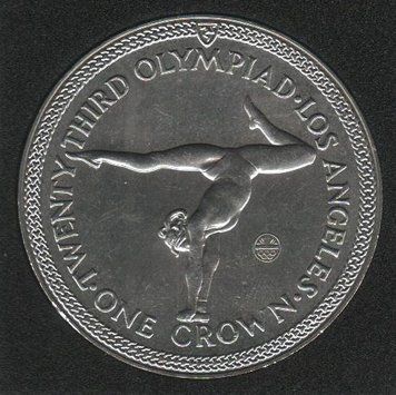 Coin Isle of Man 1 crown 1984 UNC Los Angeles Olympics. Gymnastics (KM#119)