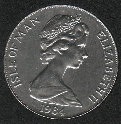 Coin Isle of Man 1 crown 1984 Los Angeles Olympics.&nbsp;Gymnastics &raquo;UNC (KM # 119)