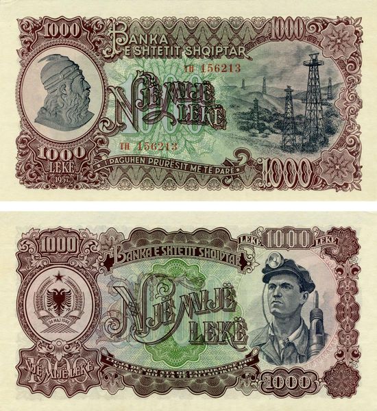 Albania 1000 leks 1957 VF-AU