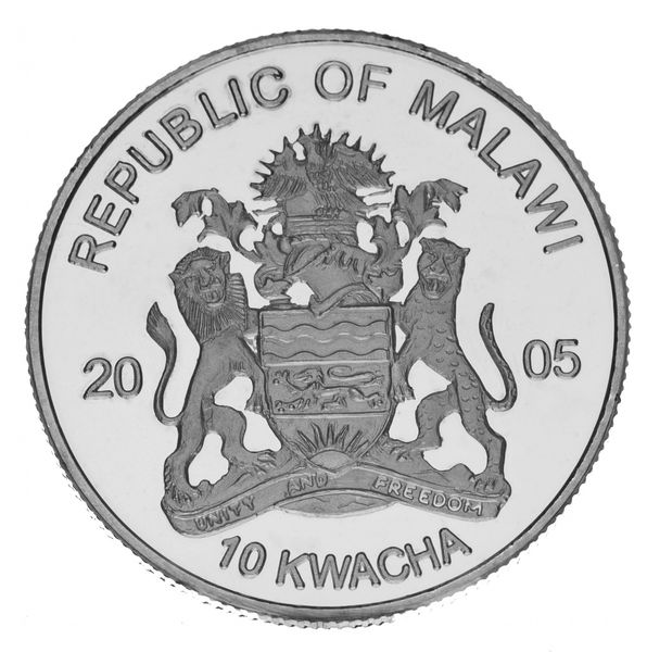 Malawi 10 Kwacha 2005 Bimetal Proof Endangered Animal Species - White-bellied Raptor