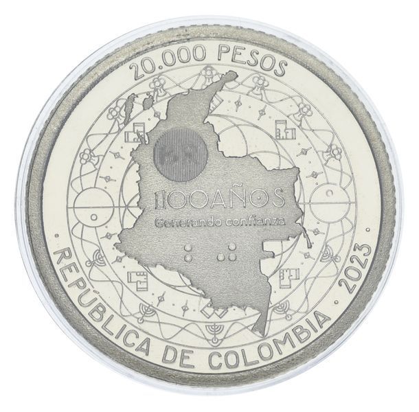 Монета Колумбія 20000 песо 2023 UNC 100 років Банку Республіки М21855 фото