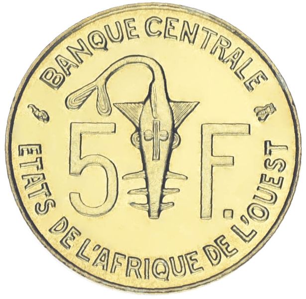 West Africa 5 francs 1996 UNC Fauna - Animal Antelope