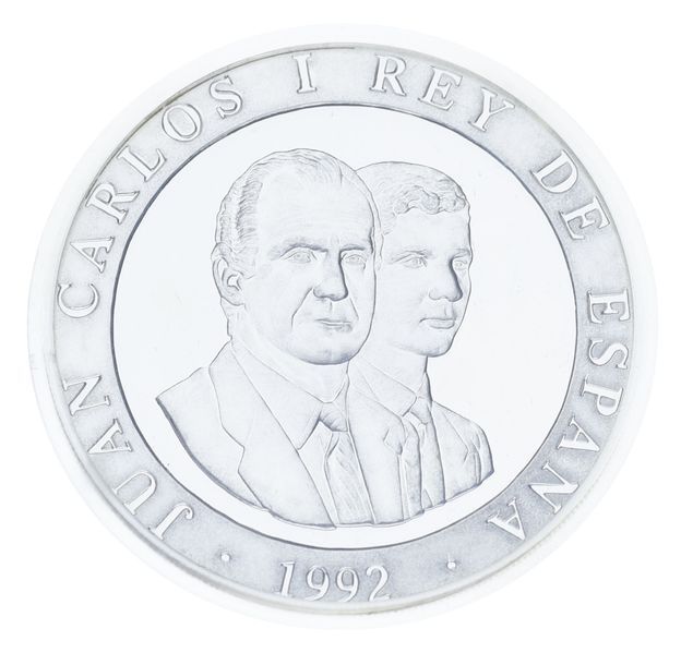 Монета Іспанія 2000 песет 1990 Срібло Proof XXV літні Олімпійські ігри в Барселоні 1992 року - Грецький біг М23306 фото