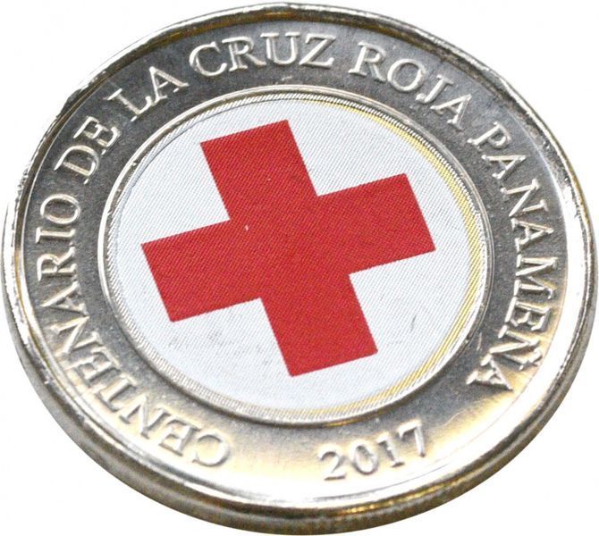 Coin Panama 1 Balboa 2017 Bimetal UNC Red Cross