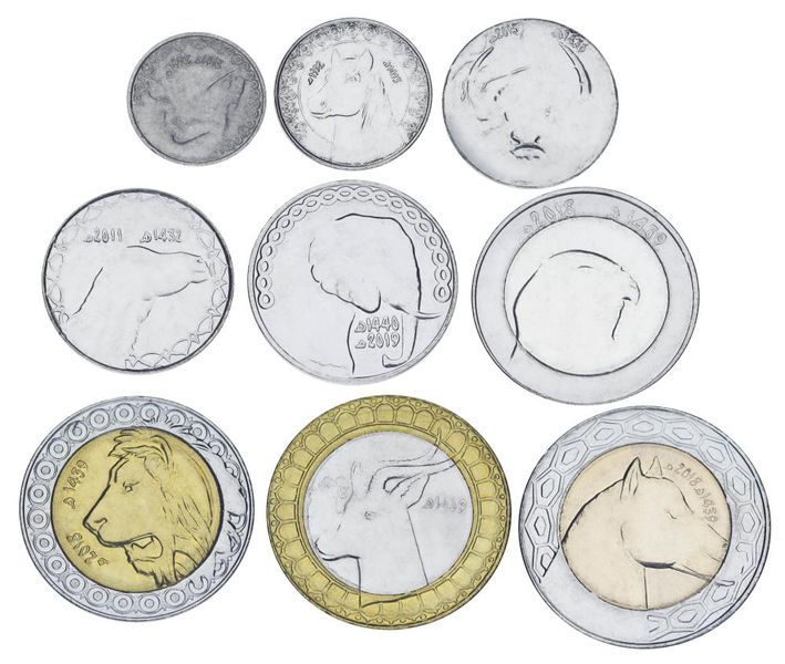 Algeria set of 9 coins 2011-2013 UNC