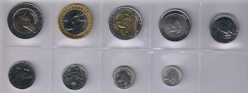 Algeria set of 9 coins 2011-2013 UNC