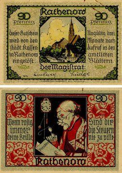 Banknote Germany Notgeld 90 pfennig F-VF Rathenow