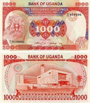 Банкнота Уганда 1000 шилінгів 1986 UNC (P26) Б18344 фото