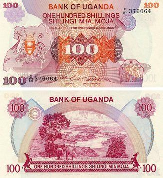Банкнота Уганда 100 шилінгів 1982 AU-UNC (P19b) Б20709 фото
