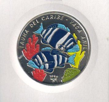 Куба 1 песо 1996 &laquo;Карибская фауна - Вака Индиго&raquo; UNC (KM#562) М06889 фото