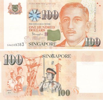 Сінгапур 100 доларів 2018 UNC дві зірки Б09016 фото