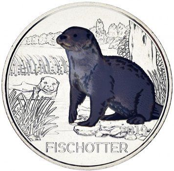 Монета Австрія 3 євро 2019 Кольорові створення - Видра UNC М12447 фото