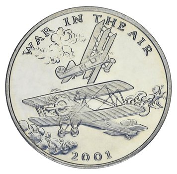 Liberia 5 dollars 2001 UNC War in the air Airplanes