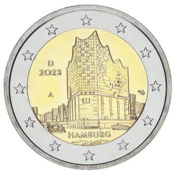 Німеччина 2 євро 2023 Біметал UNC A Гамбург Ельбська філармонія М17273 фото