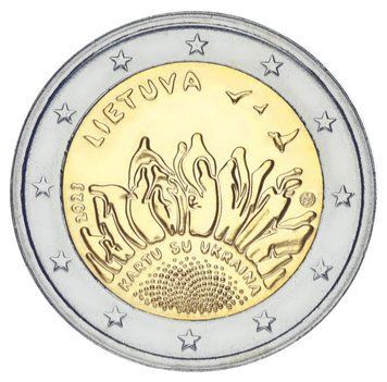 Монета Литва 2 евро 2023 Биметалл UNC Вместе с Украиной Подсолнух М17474 фото