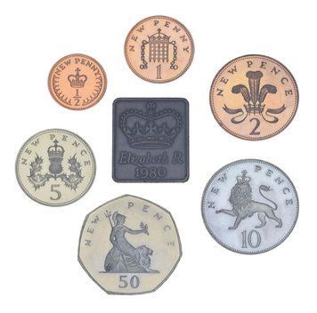 Набір монет Великобританія набір з 7 монет 1980 Proof 0,5 пенні, 1, 2, 5, 10, 50 пенсів, медаль М20954 фото