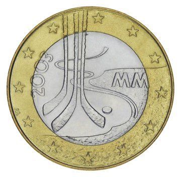 Монета Фінляндія 5 євро 2003 Біметал UNC Чемпіонат світу з хокею М21429 фото
