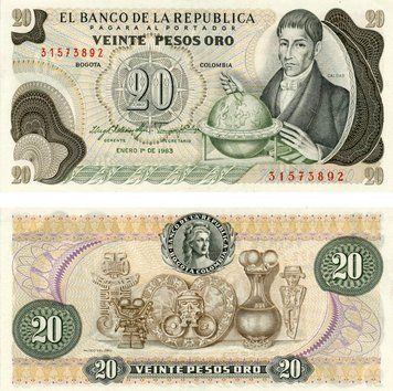 Колумбия 20 песо оро 1983 UNC (P409d) Б05520 фото