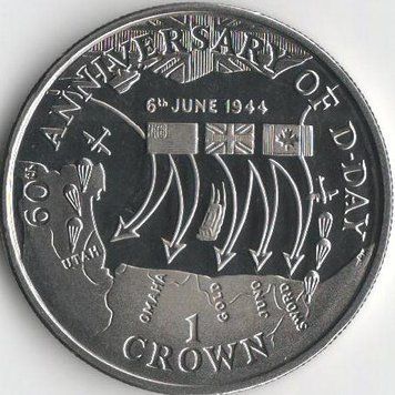 Монета Остров Мэн 1 крона 2004 &laquo;Д-Дей. Открытие второго фронта в 1944 году&raquo; UNC (KM#1222) М08234 фото