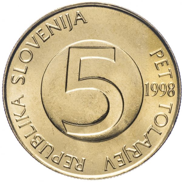 Словенія 5 толарів 1998-2000 AU-UNC (KM#6) М08945 фото