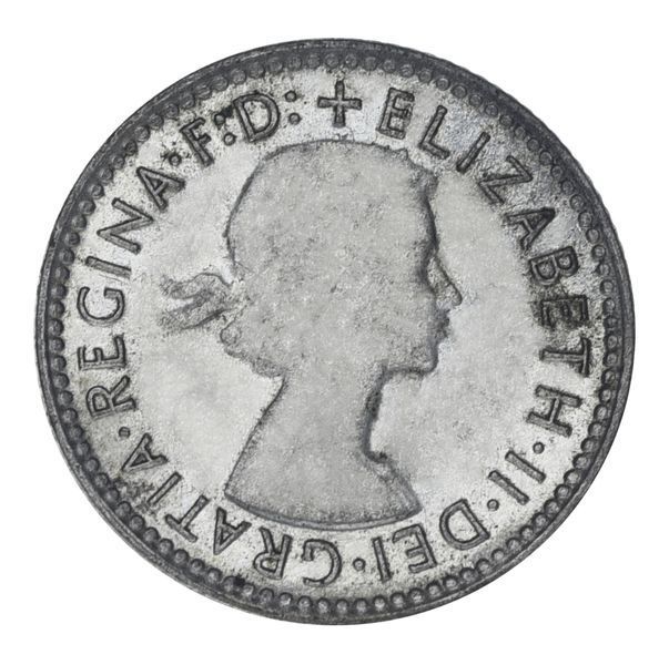 Coin Australia 6 pence 1958 Silver F-VF (Ag 500, 2.83 gram)