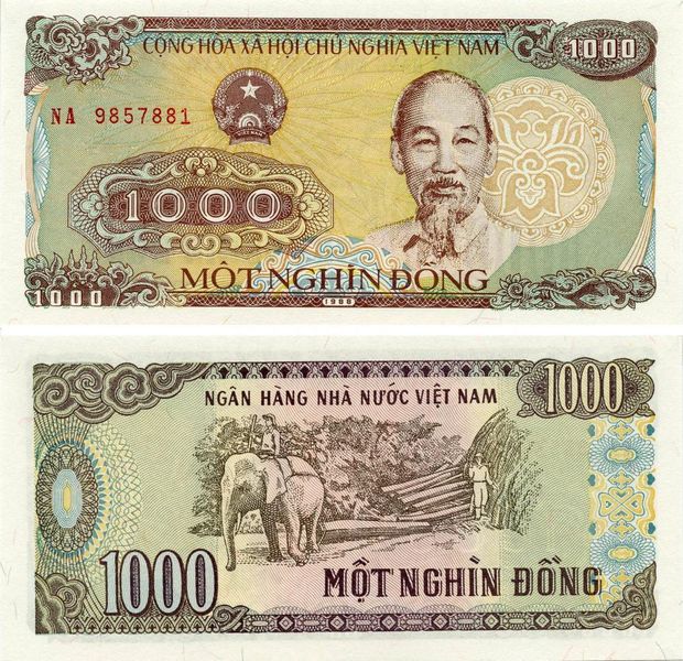 В'єтнам 1000 донг 1988 Слон UNC (P106) Б07598 фото