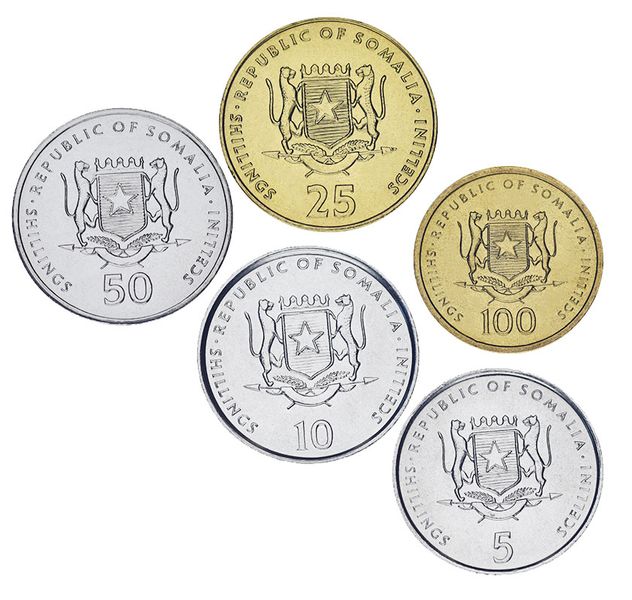 Somalia set of 5 coins 1999-2002 UNC 5, 10, 25, 50, 100 shillings