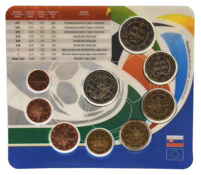 Набір монет Словакія набір з 9 монет євро 2010 UNC 1, 2, 5, 10, 20, 50 євроцентів, 1, 2 євро в сувенірній упаковці М19744 фото