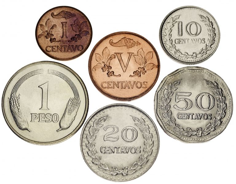 Colombia set of 6 coins 1966-1980 F-VF 1, 5, 10, 20, 50 centavos, 1 peso