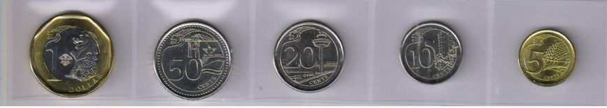 Singapore set of 5 coins 2013 UNC 5, 10, 20, 50 cents, 1 dollar