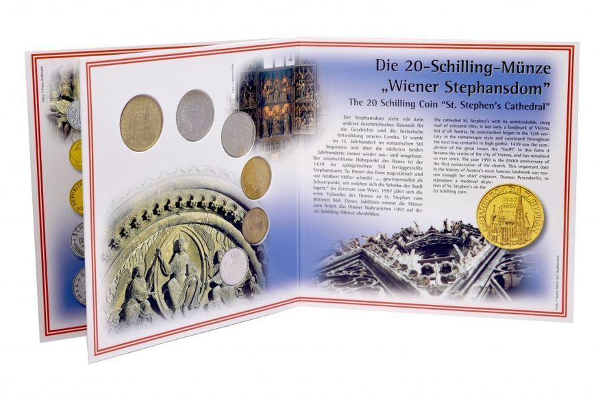 Набір монет Австрія набір з 6 монет 1997 UNC 10, 50 гріш, 1, 5, 10, 20 шилінгів Сувенір М14954 фото
