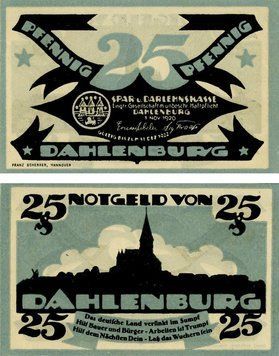 Banknote Germany Notgeld 25 pfennig 1920 F-VF Dahlenburg