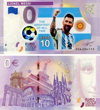 Банкнота Аргентина 0 ЄВРО 2019 UNC Футбол - Ліонель Мессі Б21552 фото